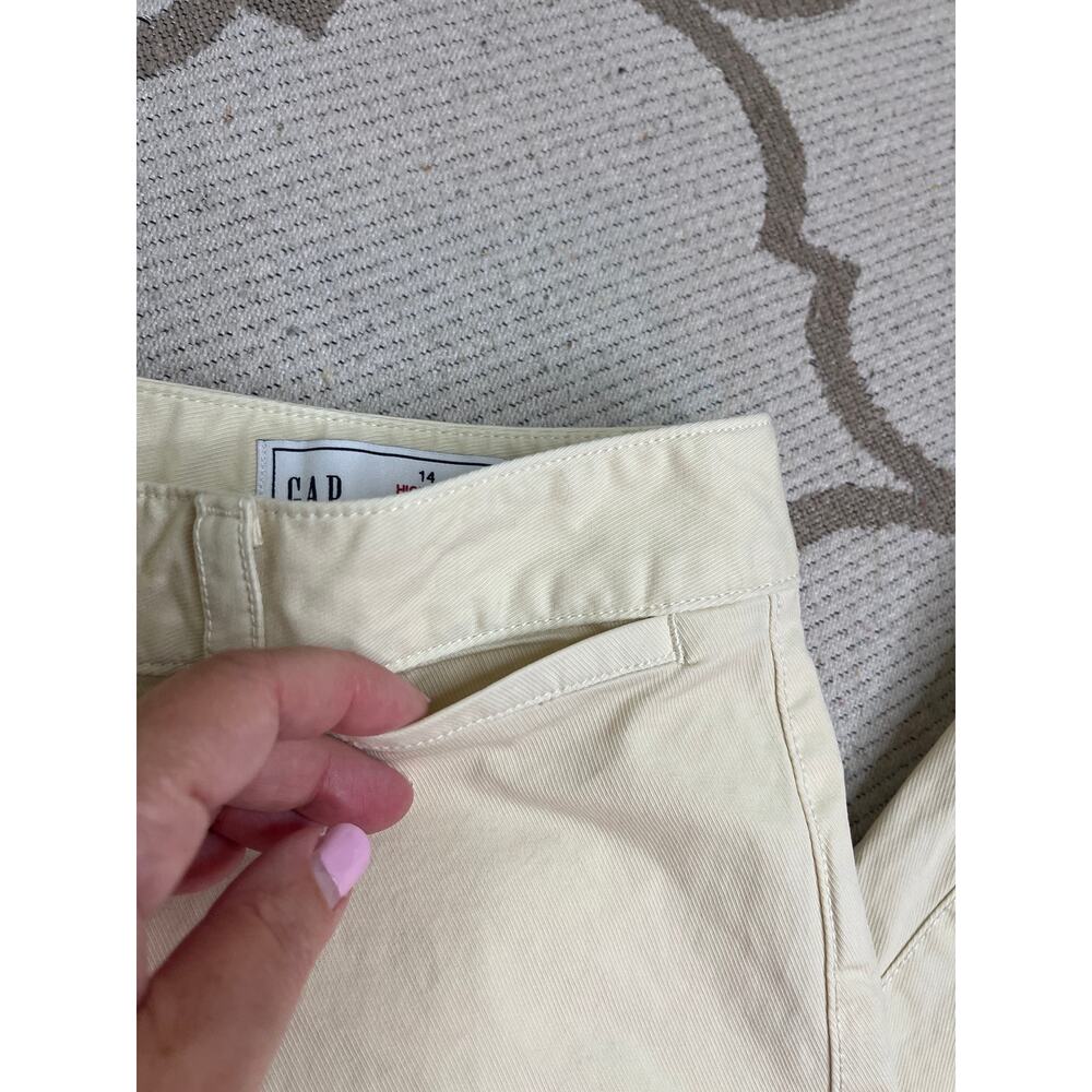 GAP High Rise Stride Ankle Pants Light Cream Straight Wide Leg Stretch, Size 14 - Picture 10 of 11